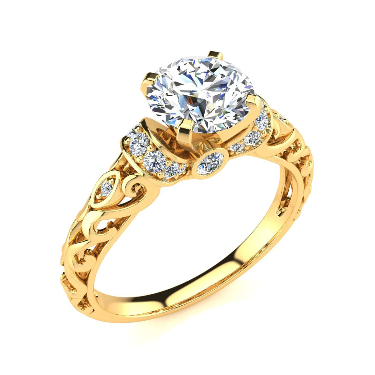 1 1/4 Carat Vintage Moissanite Engagement Ring In 14 Karat Yellow Gold