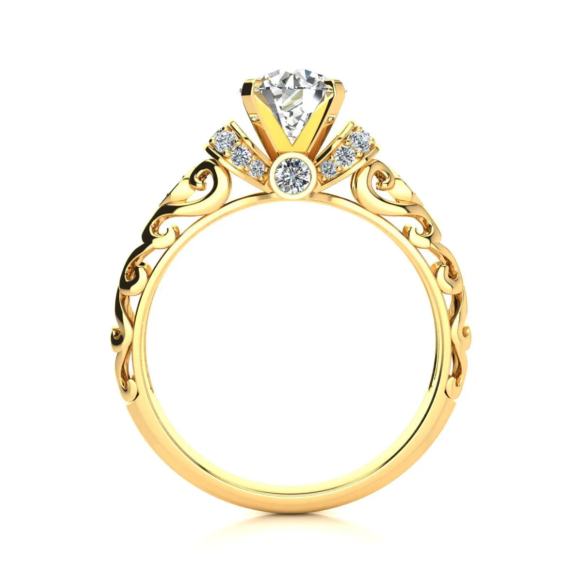 1 1/4 Carat Vintage Moissanite Engagement Ring In 14 Karat Yellow Gold