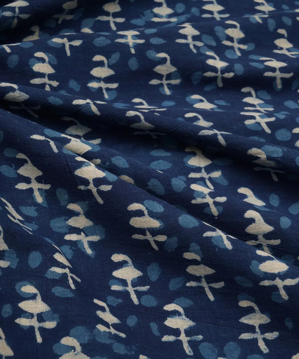 2.5 m Blue hand block print cotton sanganeri kurta material