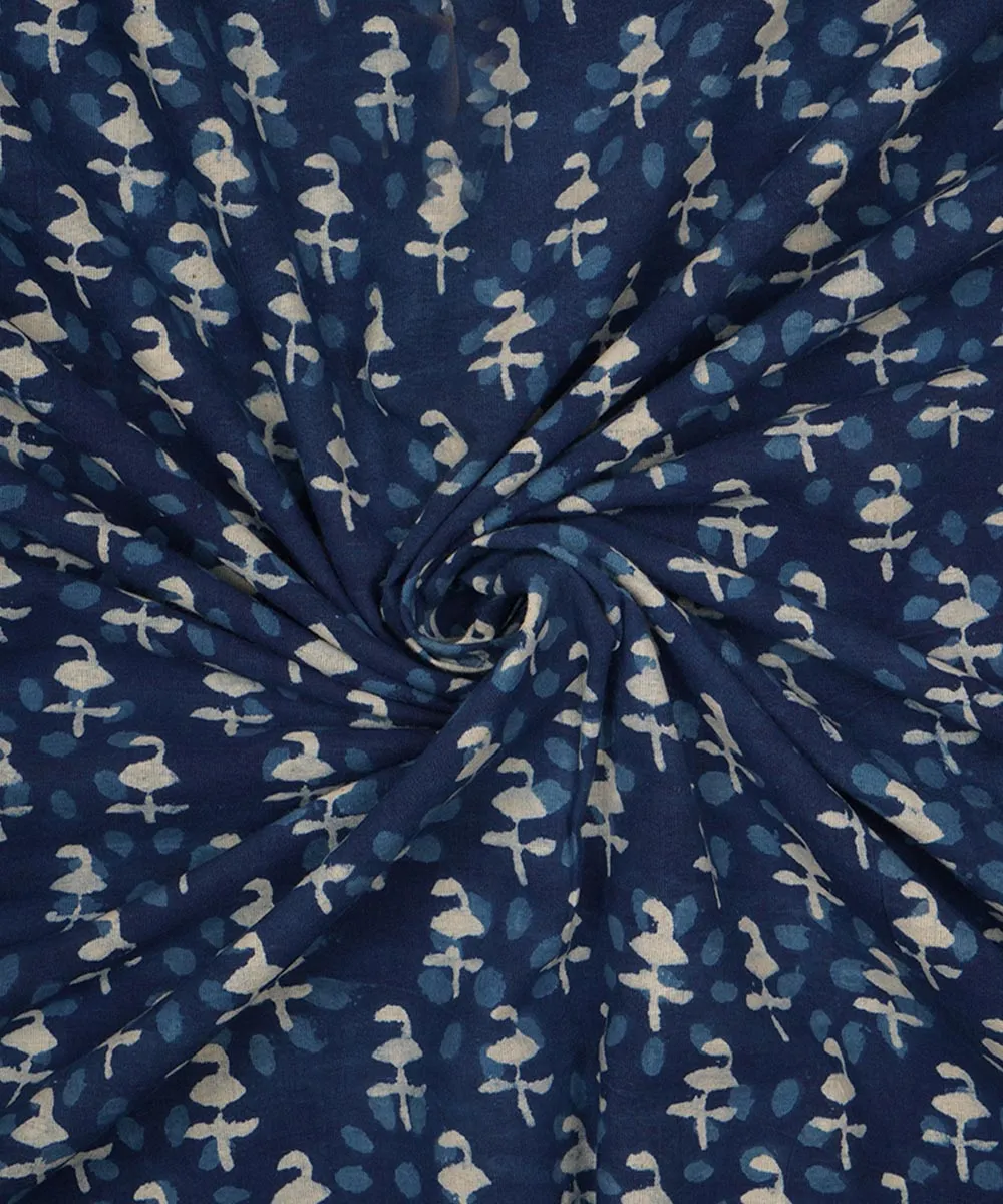 2.5 m Blue hand block print cotton sanganeri kurta material