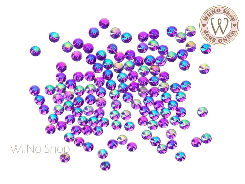 4mm AB Purple Round Point Top Acrylic Rhinestone - 50 pcs