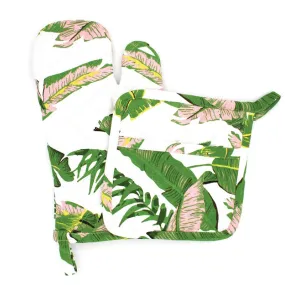 8 OAK LANE | Natural Botanical Oven Mitt Set