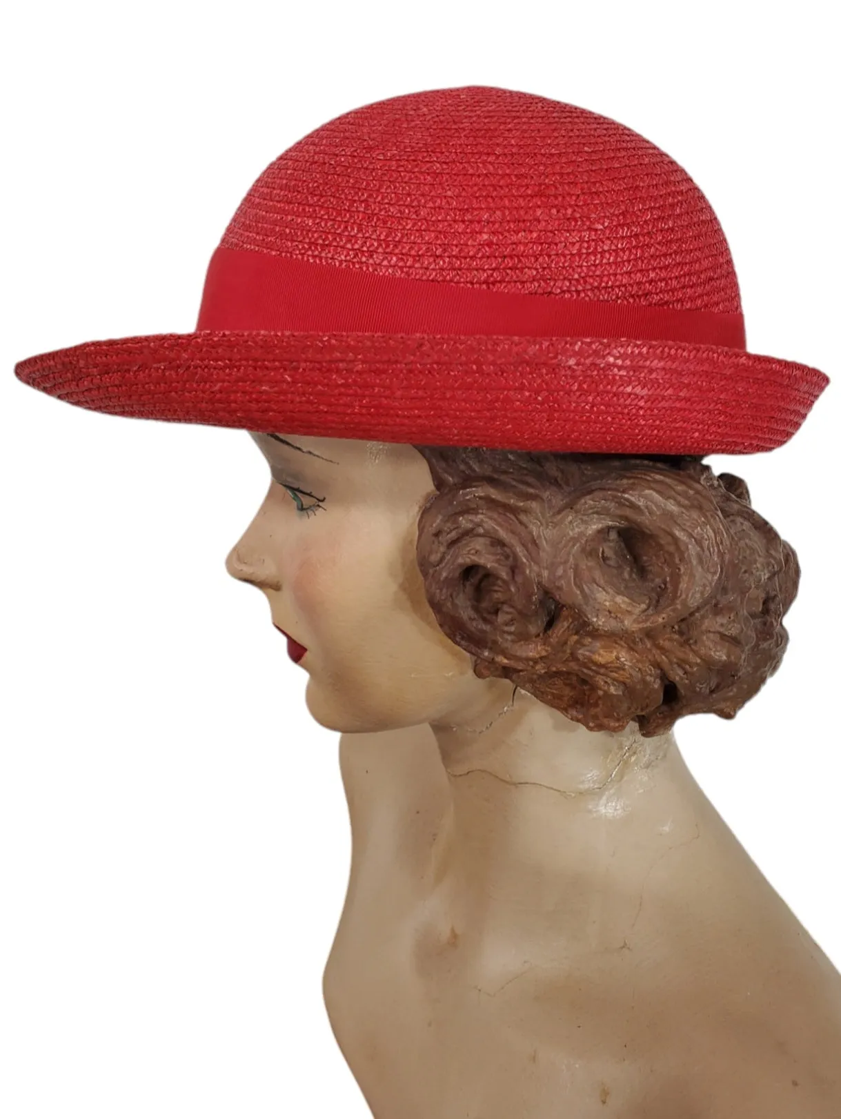 80s Red Straw Hat