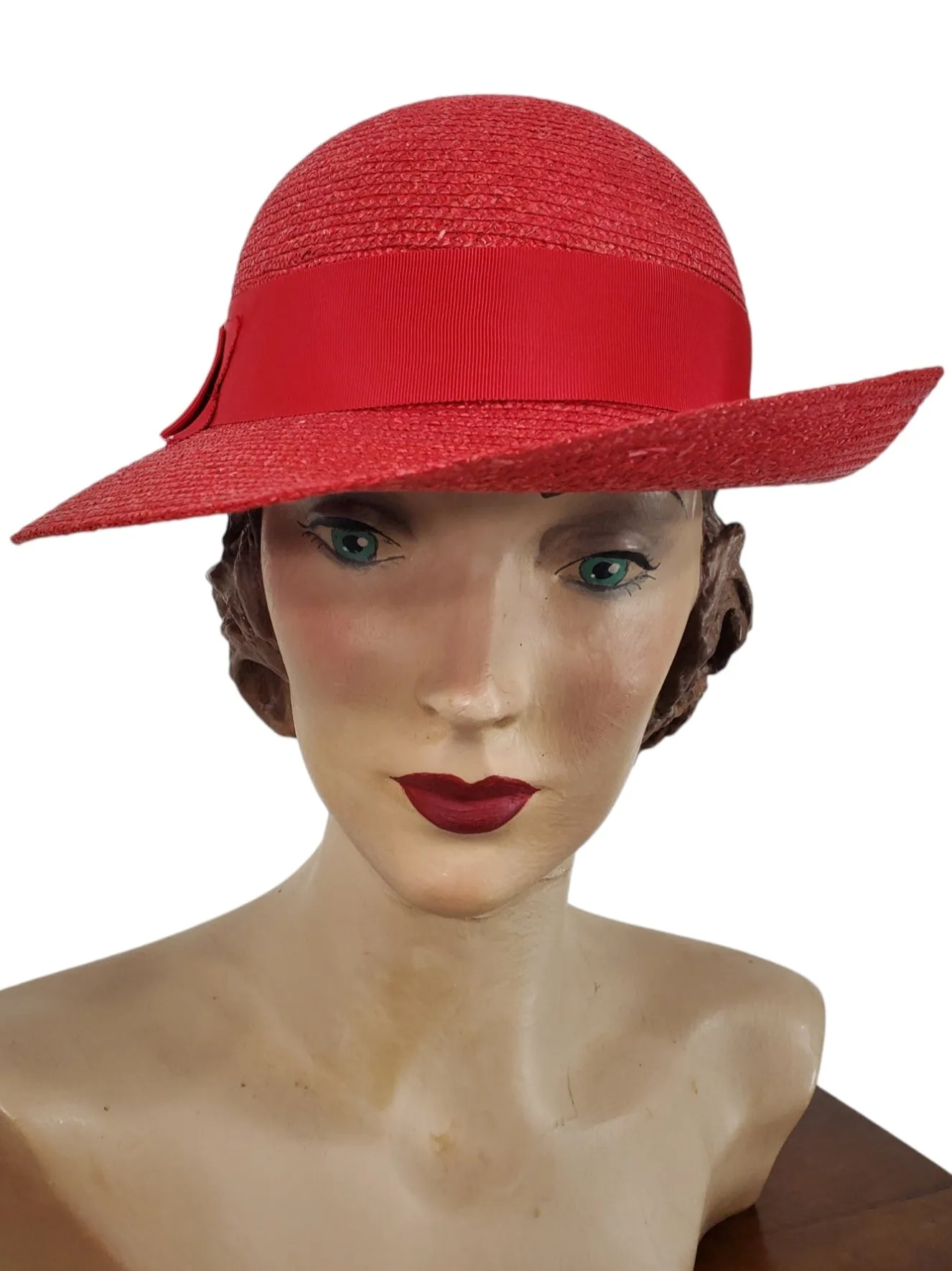 80s Red Straw Hat