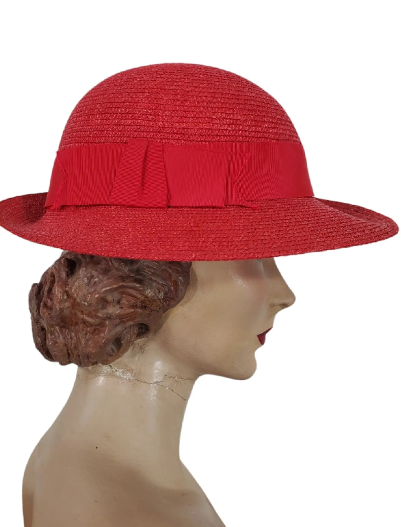 80s Red Straw Hat