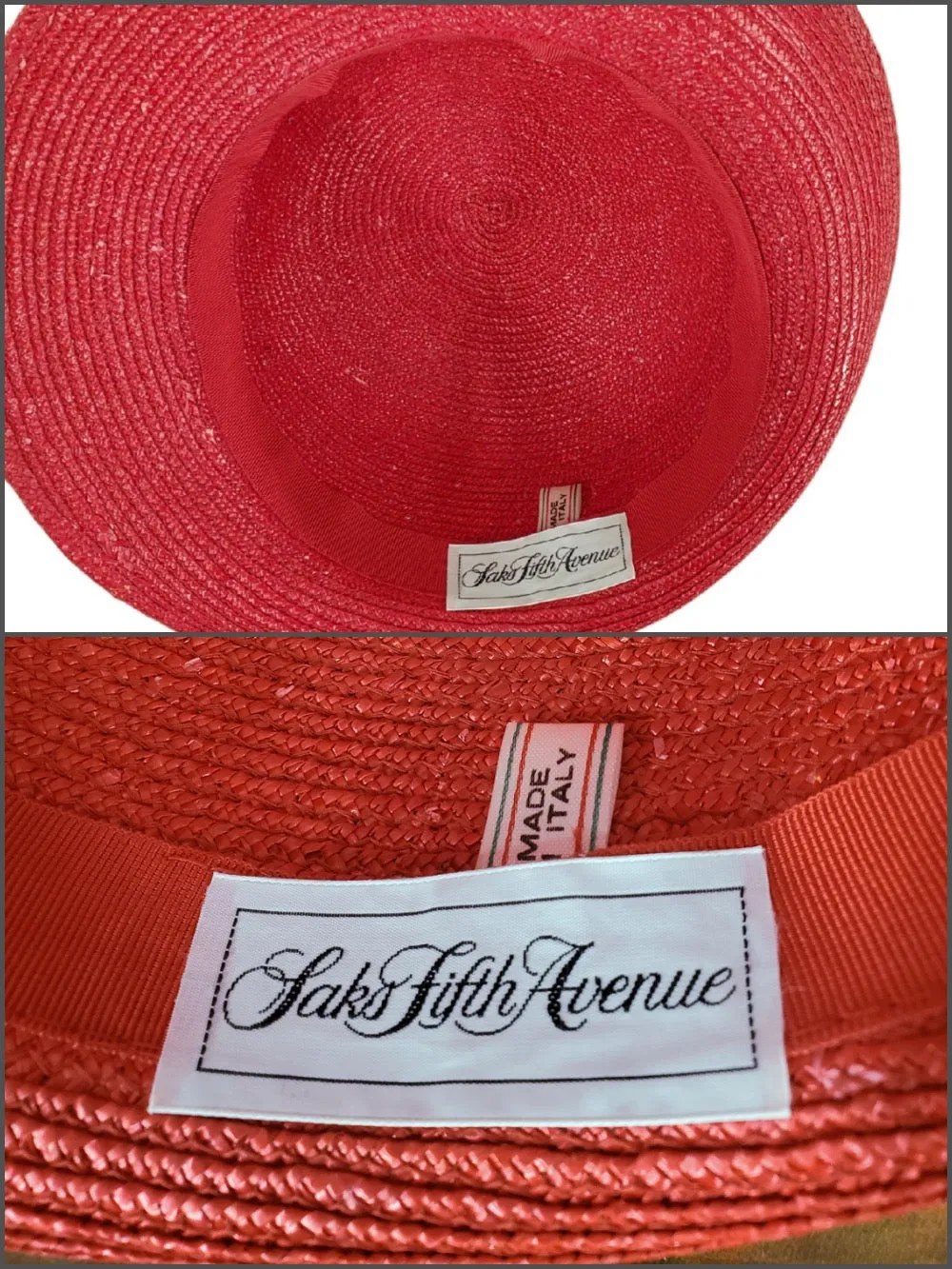 80s Red Straw Hat