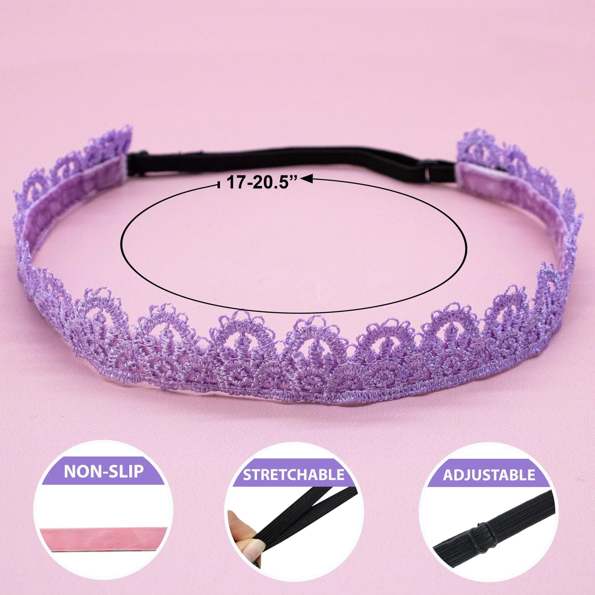 Adjustable No Slip Tiara Crown Headbands - 4 Pack