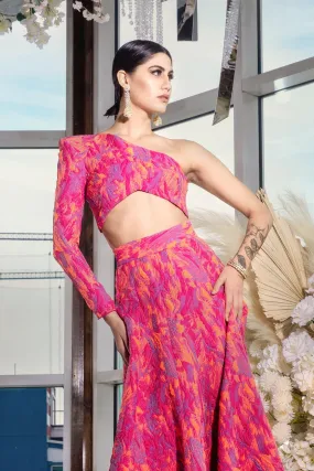 ALAINA Orange and Pink Lehenga Top (Ready-to-Ship)