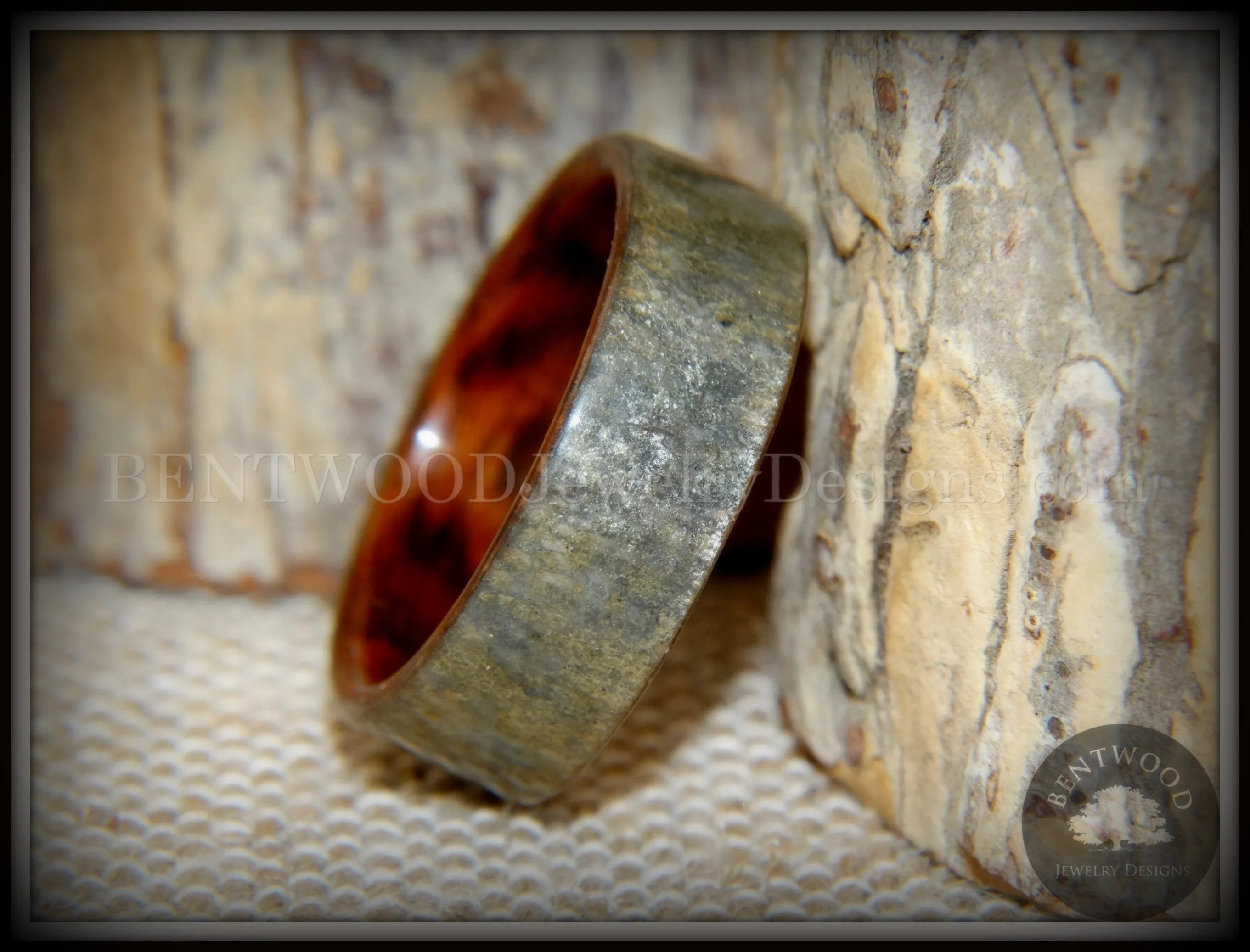 Bentwood Ring -  Slate Stone & Snakewood