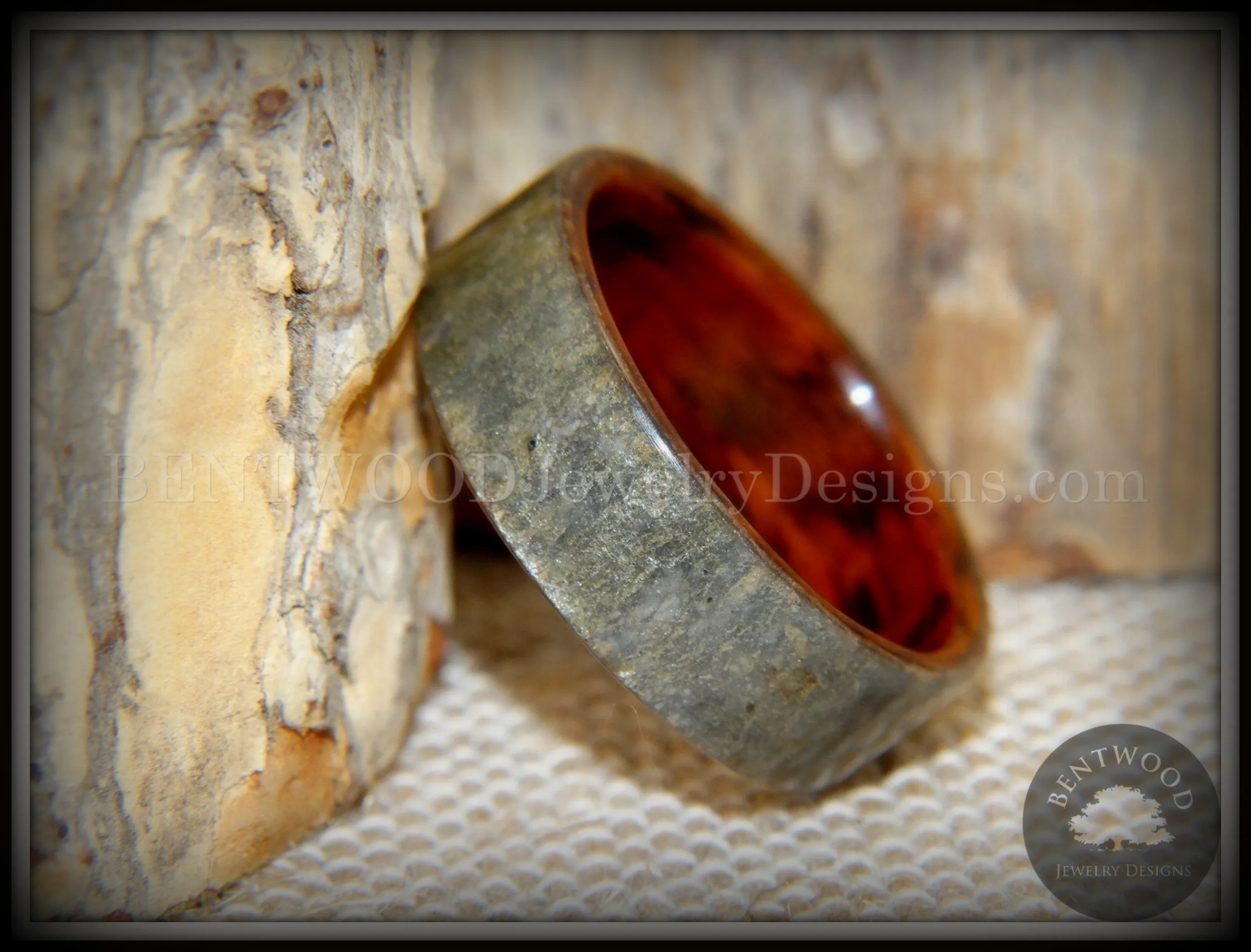 Bentwood Ring -  Slate Stone & Snakewood