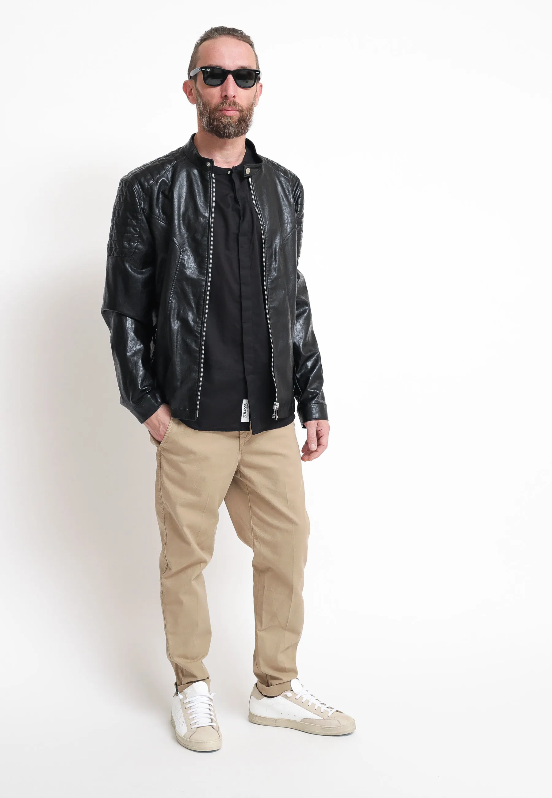 Biker Ecopelle Vintage - Nero