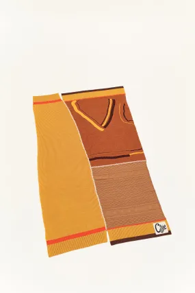 CILLIE - KNITTED PATCHWORK THROW - FAKE TAN