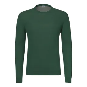 Cotton Crew-Neck Sweater in Dark Green