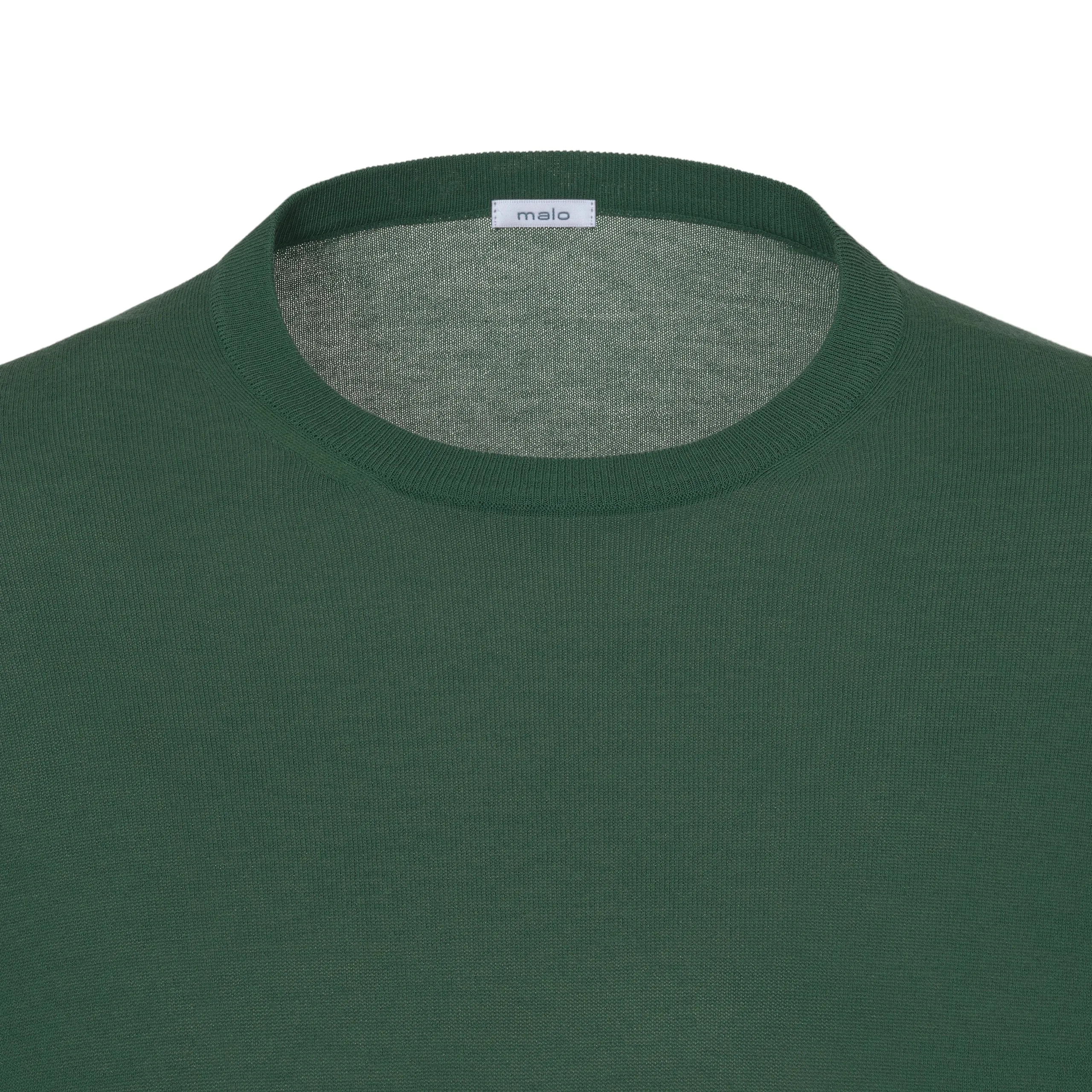 Cotton Crew-Neck Sweater in Dark Green