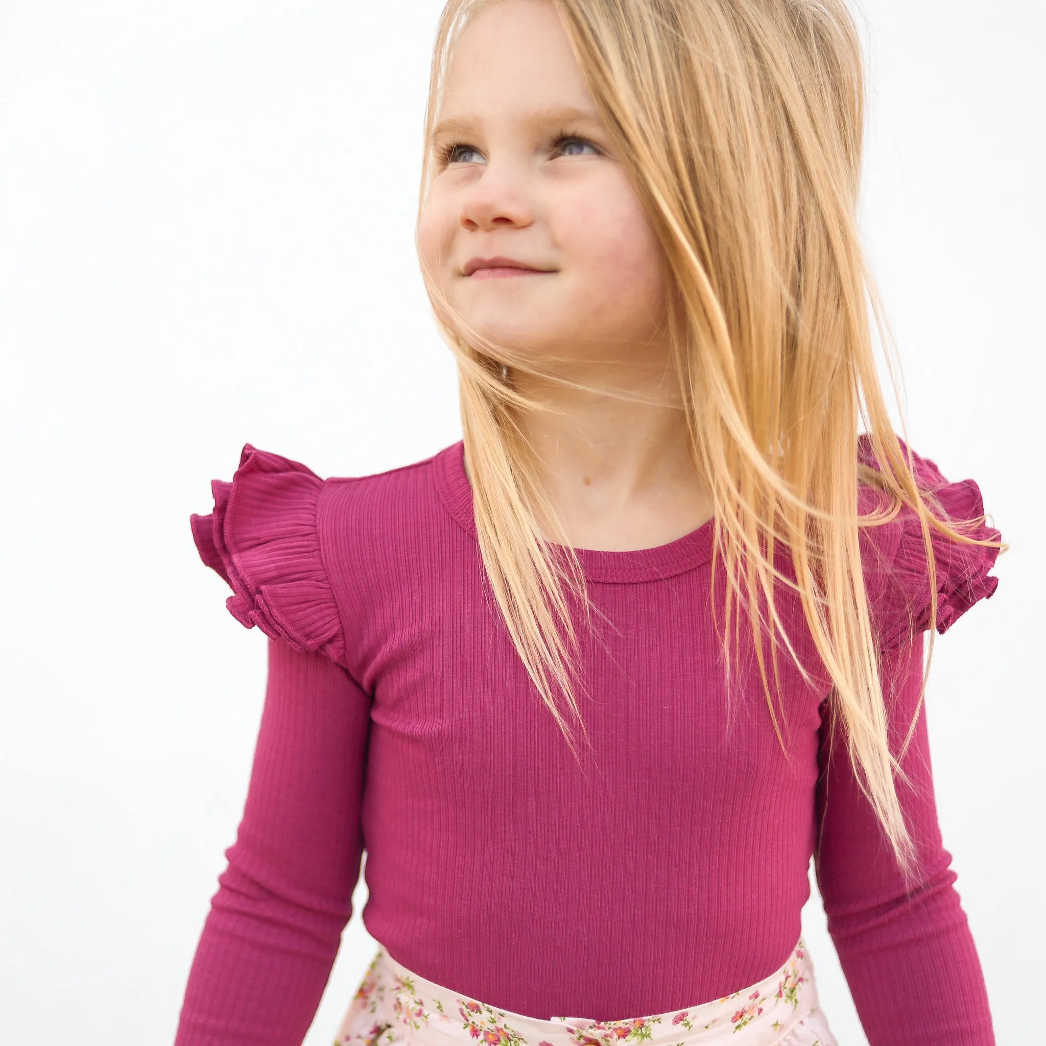 Cozy Long Sleeve Flutter - Raspberry