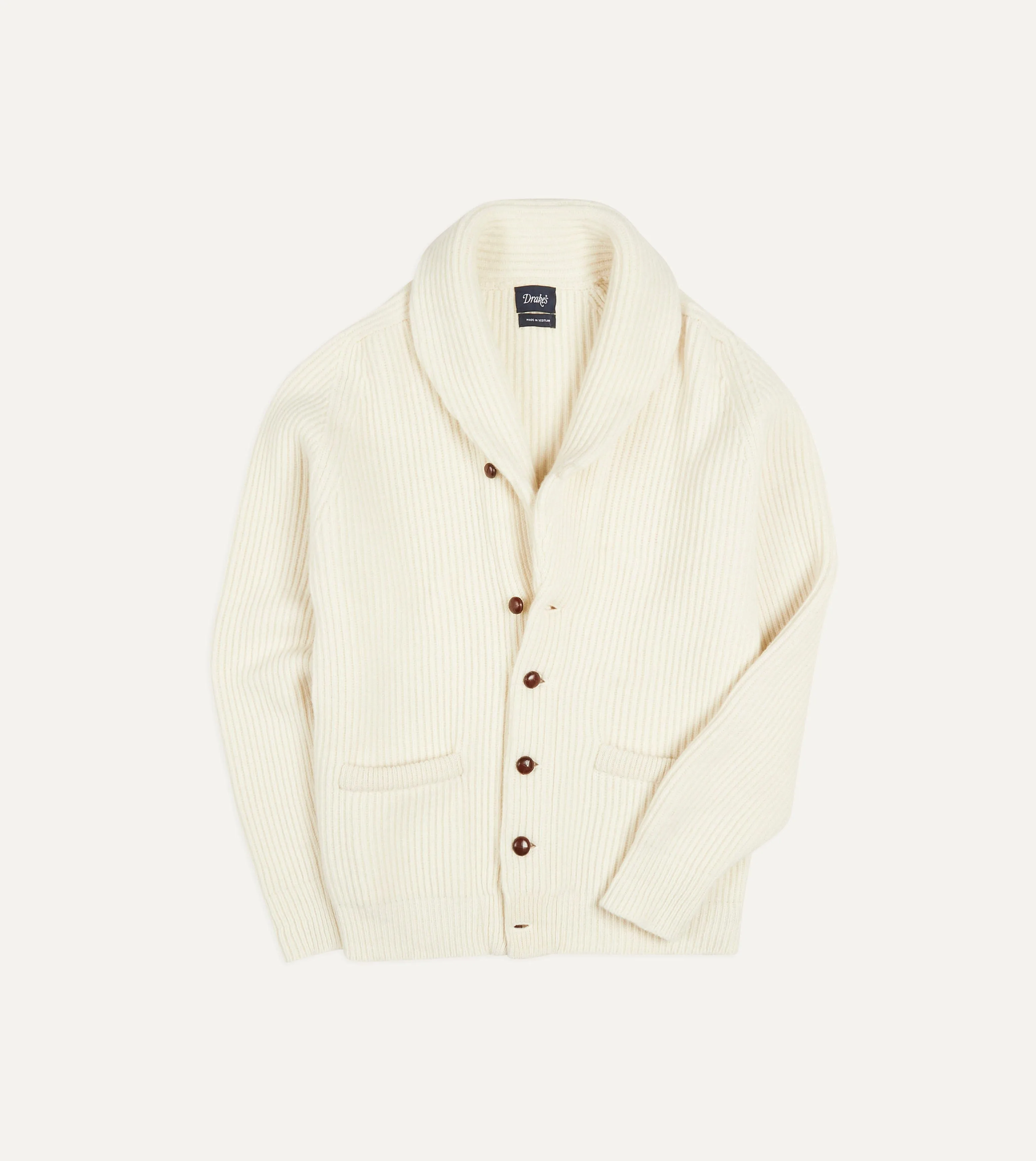 Ecru Lambswool Shawl Collar Cardigan