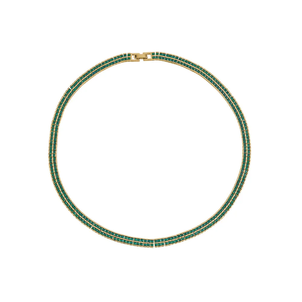 EMERALD LUXURY PRINCESS CUT TENNIS NECKLACE