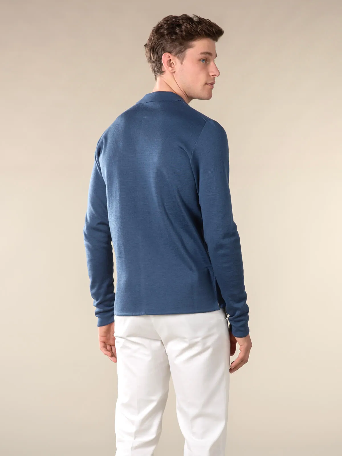 Extrafine Merino Knitted Shirt Petrol