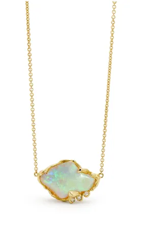 Freeform Opal Set textured necklace