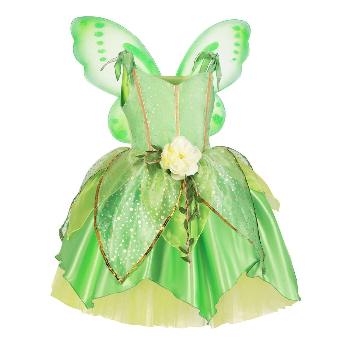 Green Belle Fairy Princess Girls Inspired  Dress