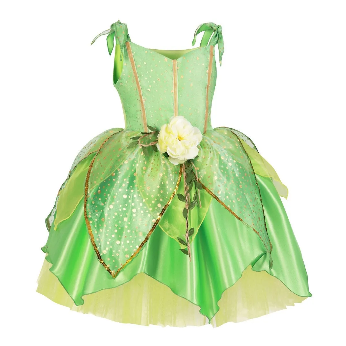 Green Belle Fairy Princess Girls Inspired  Dress