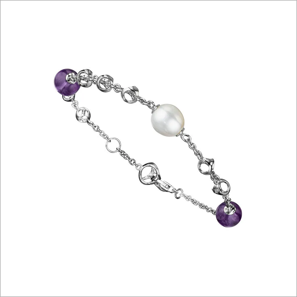 Icona Amethyst & Pearl Bracelet in Sterling Silver