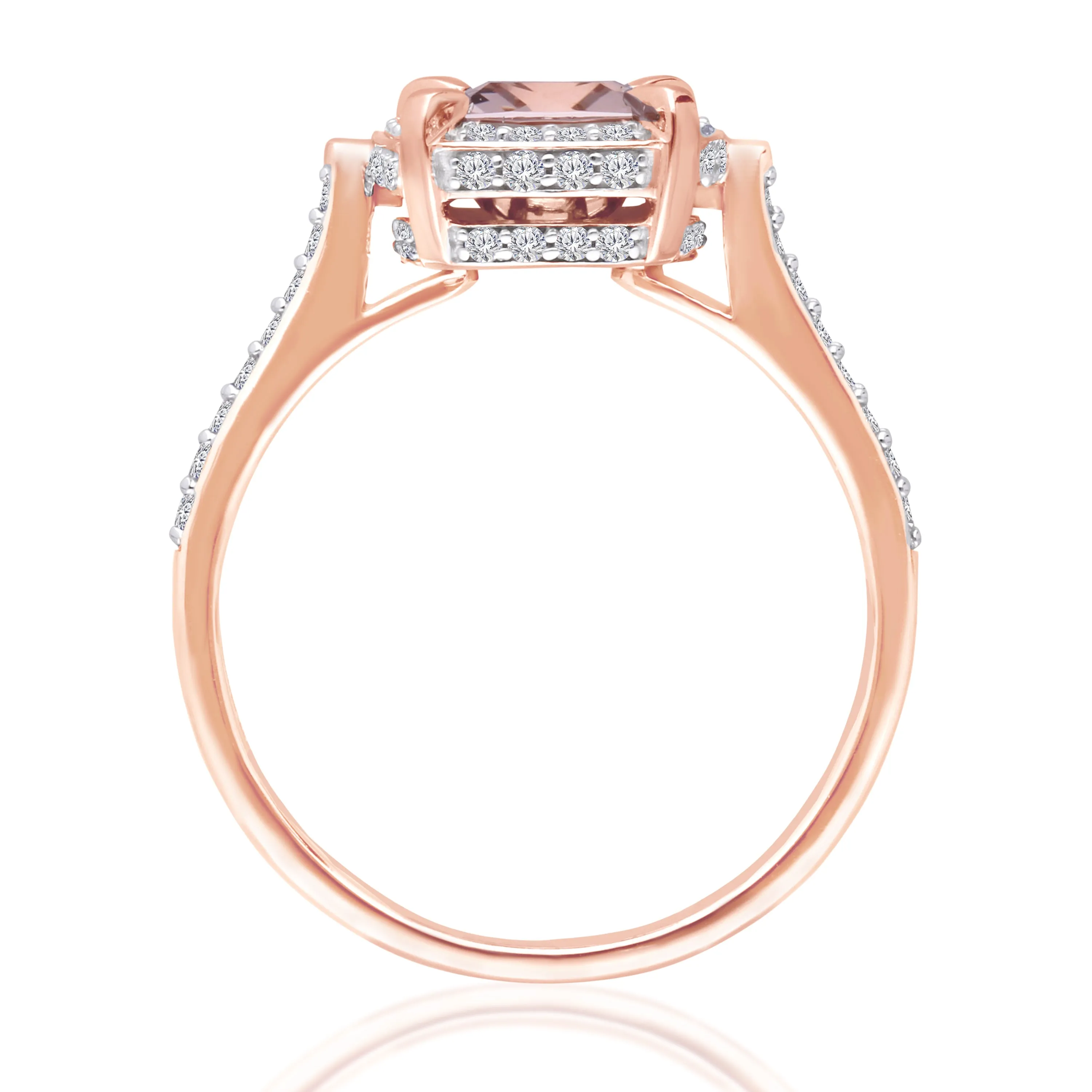 Kallati Heirloom Cushion Halo Morganite & Diamond Engagement Ring in 14K Rose Gold