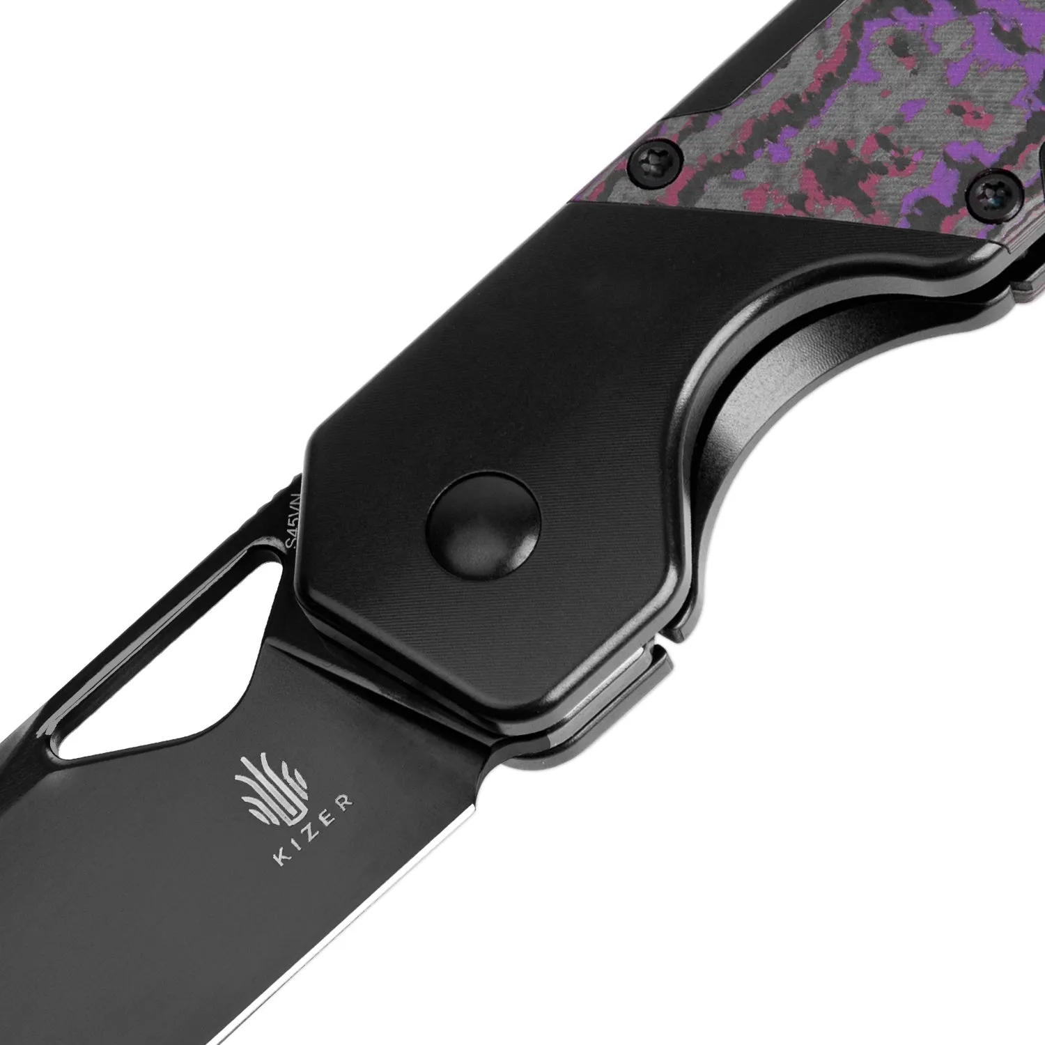 Kizer Militaw S45VN Blade Frame Lock Titanium Fatcarbon Handle Ki3634A2 (3.35  DLC)