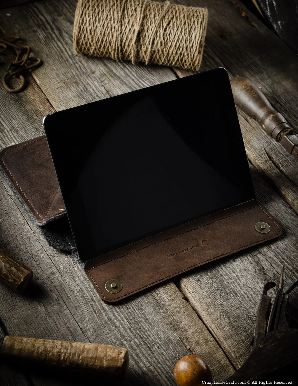 Leather iPad Pro/Air Case and Stand | Wood Brown