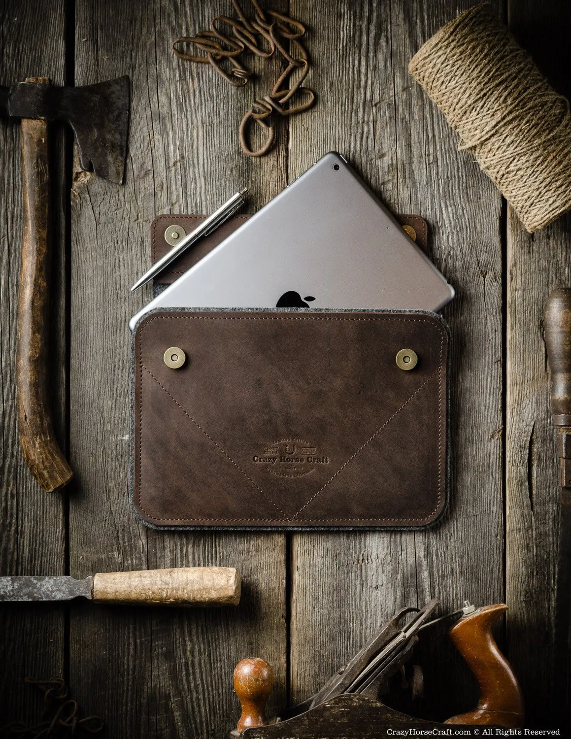 Leather iPad Pro/Air Case and Stand | Wood Brown