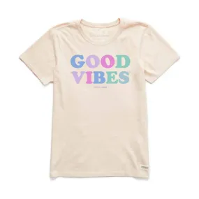 Life Is Good Women's Good Vibes Crusher Tee - Putty White