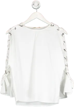 Maje White Laced Sleeve Cotton Top UK XS/S