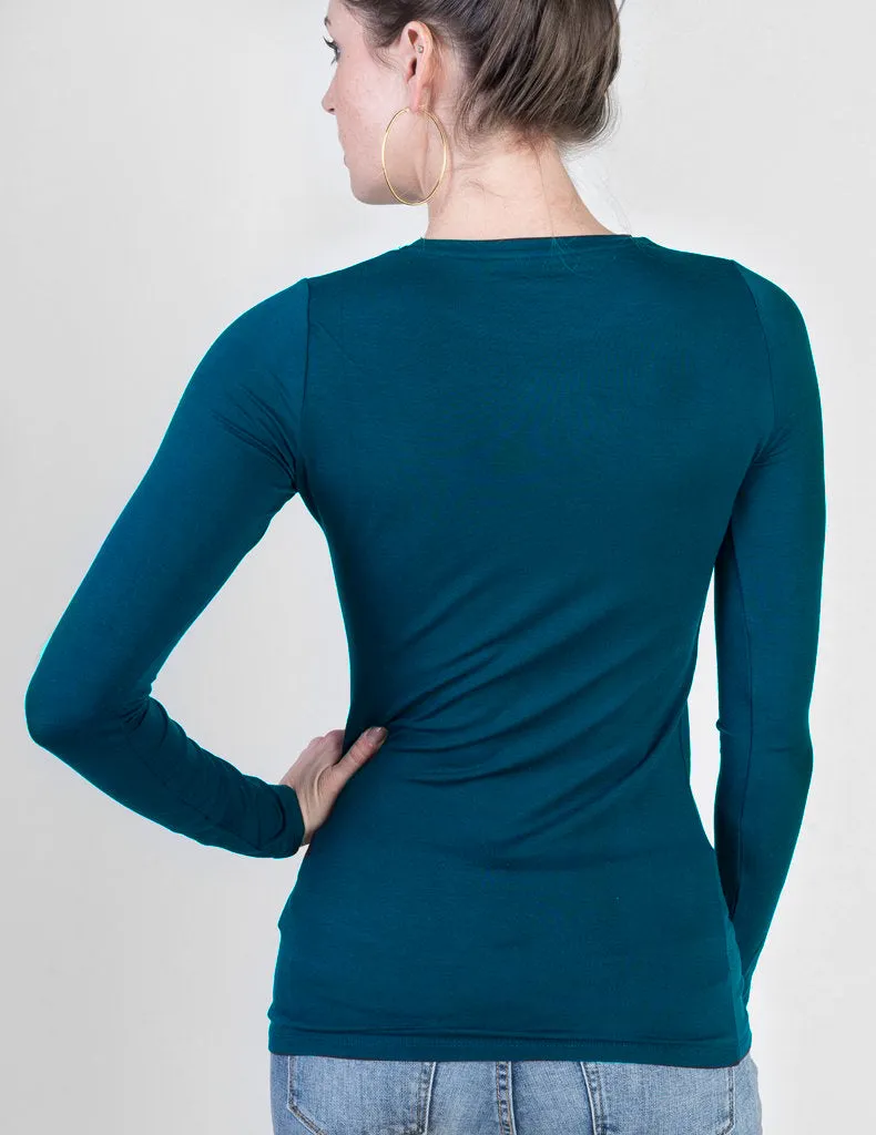 Majestic Long Sleeve Viscose Crewneck in Atlantic Blue