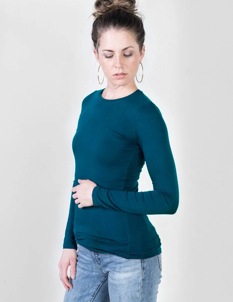 Majestic Long Sleeve Viscose Crewneck in Atlantic Blue