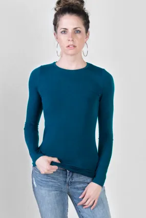 Majestic Long Sleeve Viscose Crewneck in Atlantic Blue