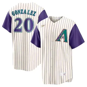 Men's Arizona Diamondbacks Luis Gonzalez Cooperstown Collection Jersey - Cream/Purple