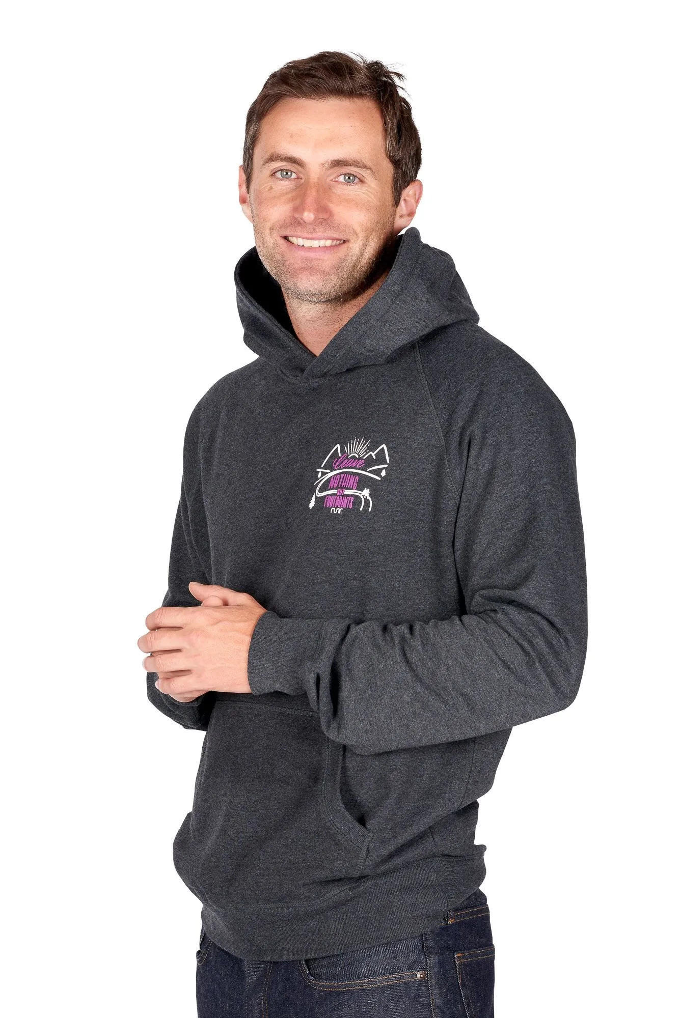 Men's 'Leave Nothing But Footprints' runr Hoodie in Black