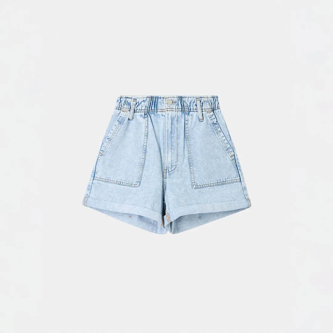 Paperbag Denim Shorts