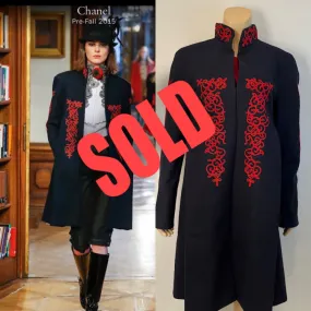 Rare Hard to Find Chanel 15A 2015 Pre-Fall Paris-Salzburg Navy Red Coat FR 40 US 4/6