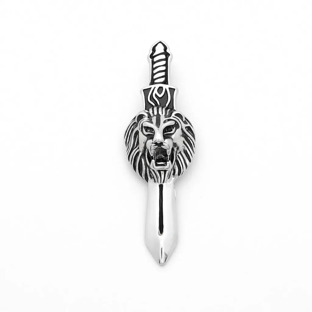 Stainless Steel Lion King with Sword Pendant