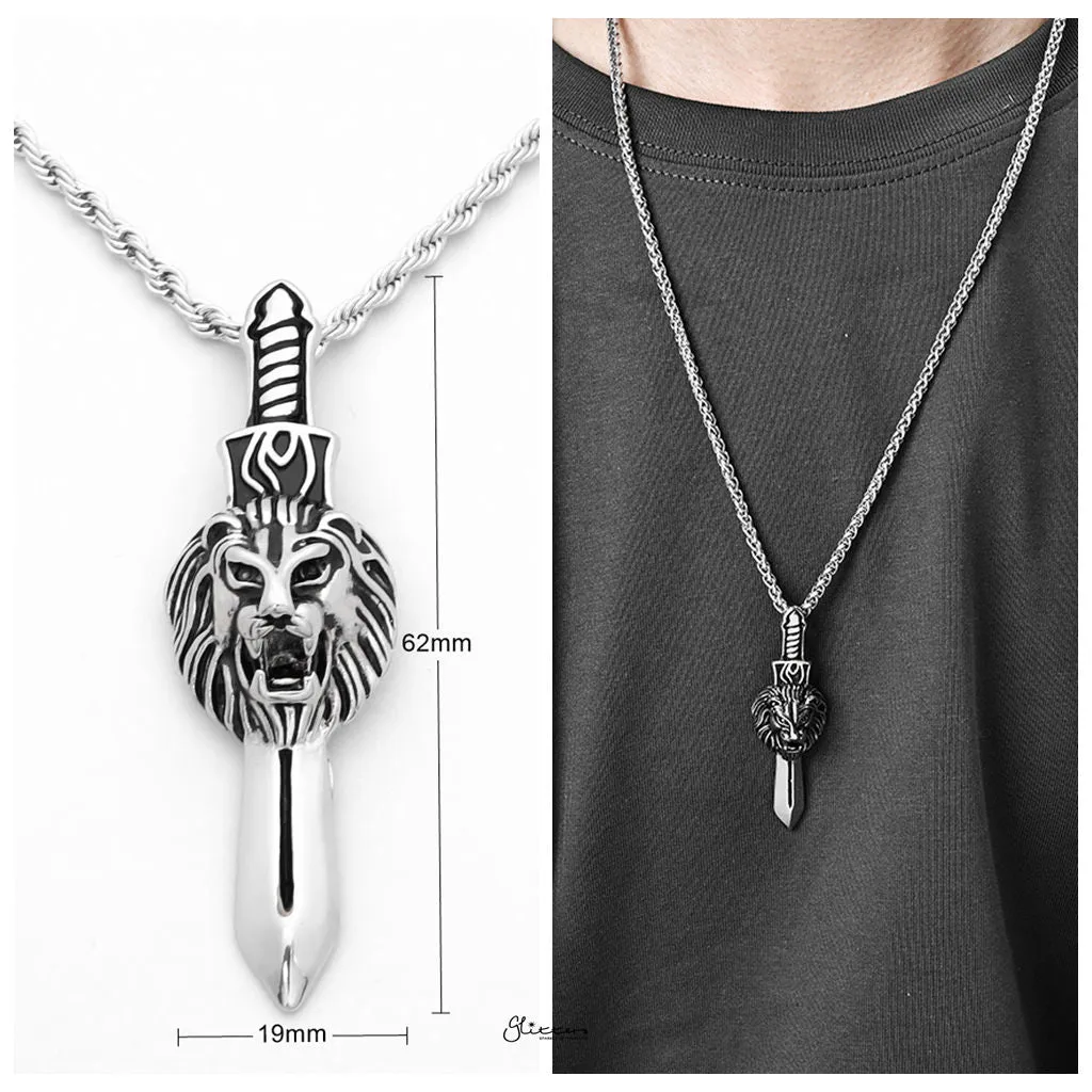 Stainless Steel Lion King with Sword Pendant