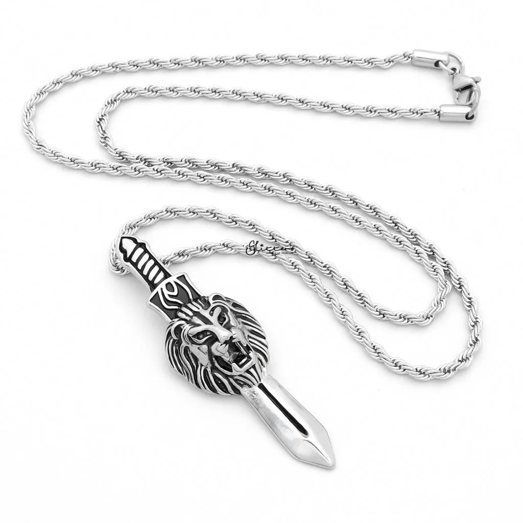 Stainless Steel Lion King with Sword Pendant