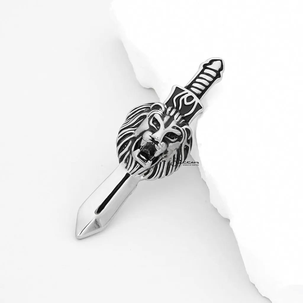 Stainless Steel Lion King with Sword Pendant