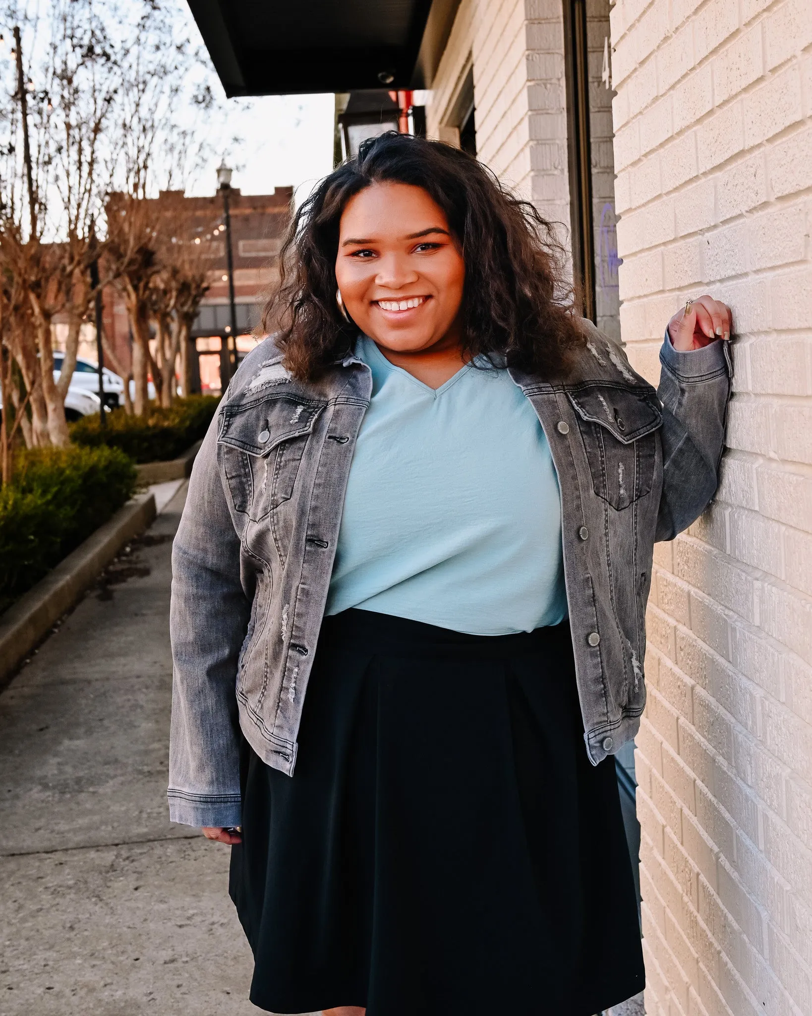 Vintage Washed Denim Jacket PLUS